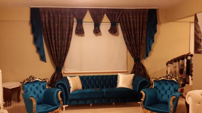 Blue Velvet luxury living room sofa set