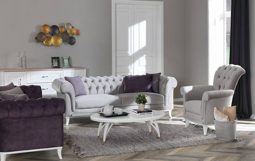 Modern Chesterfield Sofa with armchair New Style Luxury