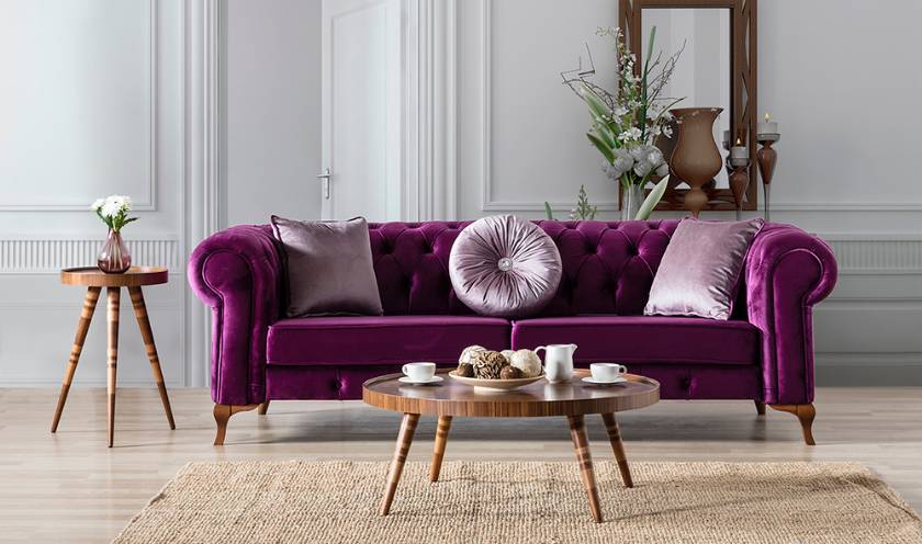 purple luxury chesterfield sofa couch cool classic style velvet