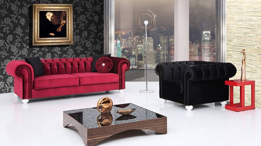 Red velvet chesterfield sofa Luxury red velvet chesterfield sofas
