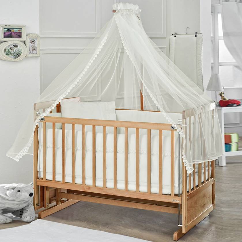 Rocking baby Crib Saplings Glider Lockable Cradle solid wood Furniture