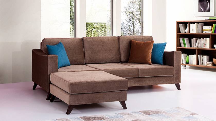 Sienna Velvet Modern L Shaped Corner Sofa for Small Spaces