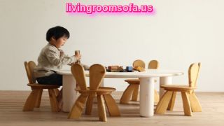Cool Ecological And Funny Furniture For Kids Bedroom By Hiromatsu With Bright Wooden Table And Chair