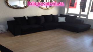  L Shaped Black Sofa Modern Living Room Apartment Size
