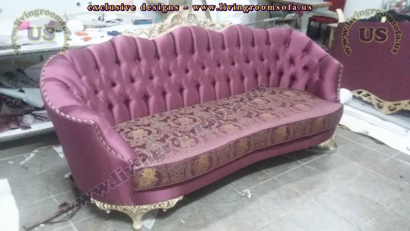 Traditional Couch Design Purple Fabric Exclusive Sofas