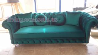 Turquoise Surf Velvet Chesterfield Couch Design