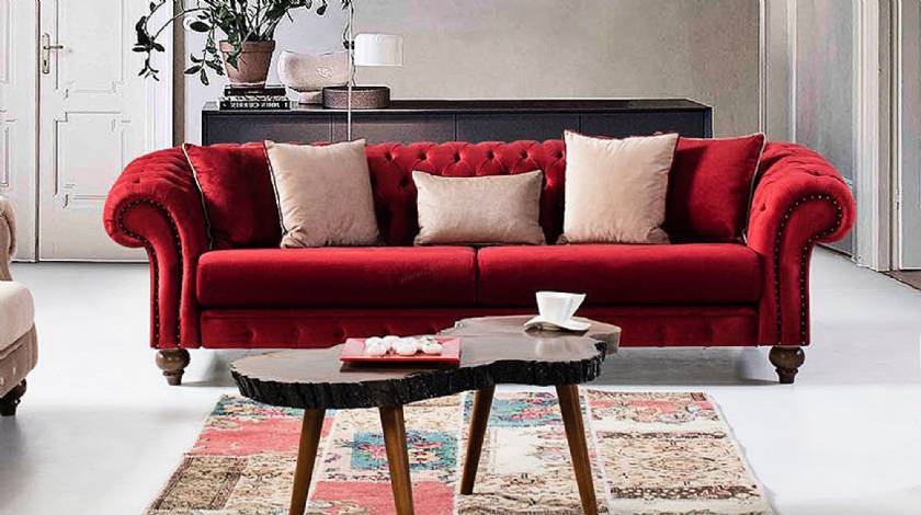 Red velvet chesterfield sofa Luxury red velvet chesterfield sofas ...