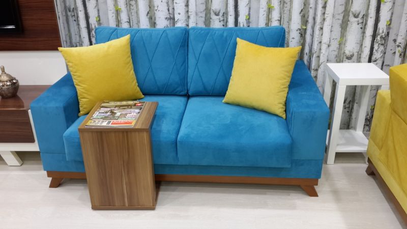 Blue fabric cheapest sofa