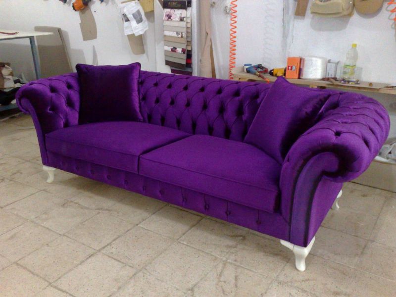 Velvet Chesterfield Sofa Purple, Blue, Pink, Bright Chesterfield Sofa Living Room, Hotel Room 