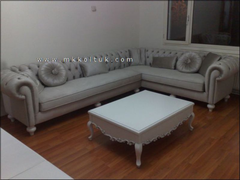 Velvet Chesterfield Style Corner Sofa Purple Modern - interior design