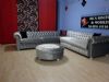 Bright Grey Velvet Chesterfield corner Sofa L Shaped Exclusive Sofas